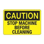 Caution Stop Machine Before Cleaning Decal
